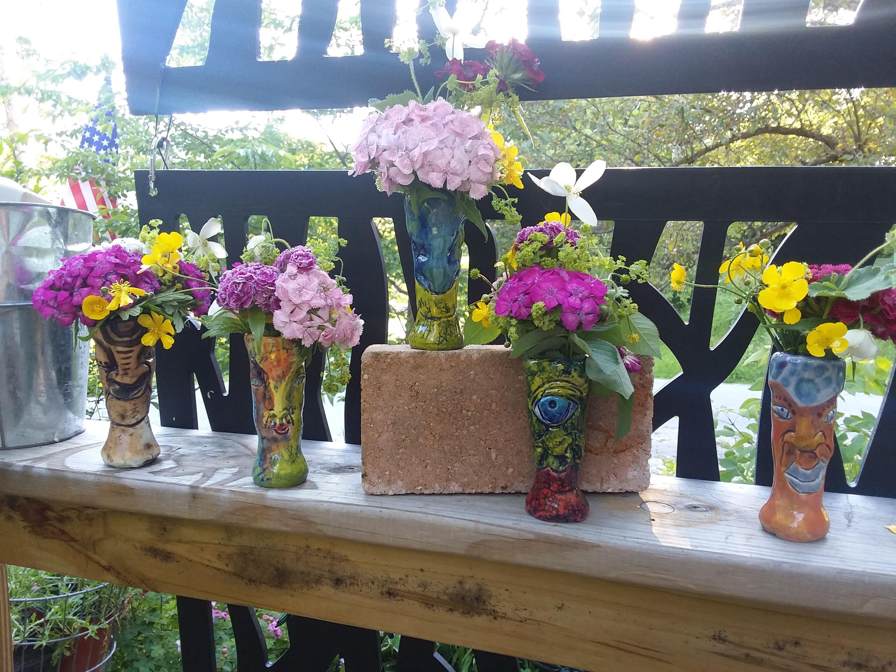 Norbert Greenwood-White Hand Carved & Glazed Mini Vases (etsy image id: 6437378638)