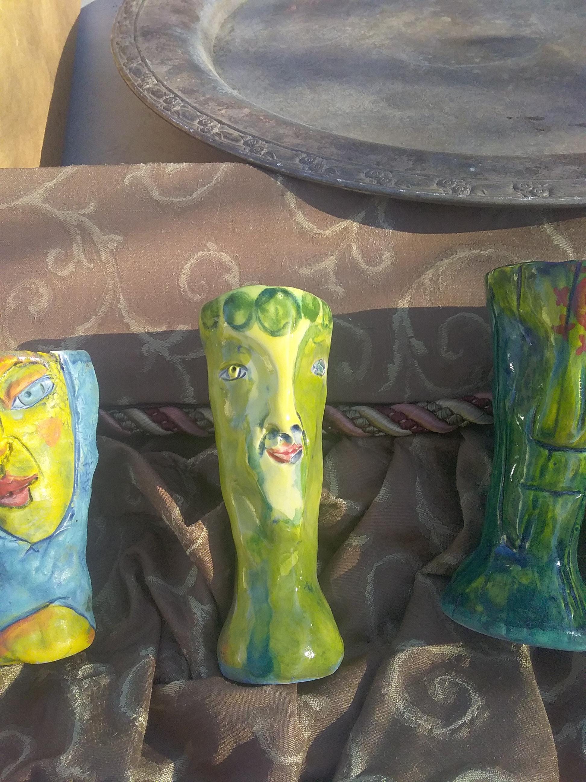 Norbert Greenwood-White Hand Carved & Glazed Mini Vases (etsy image id: 6485469731)