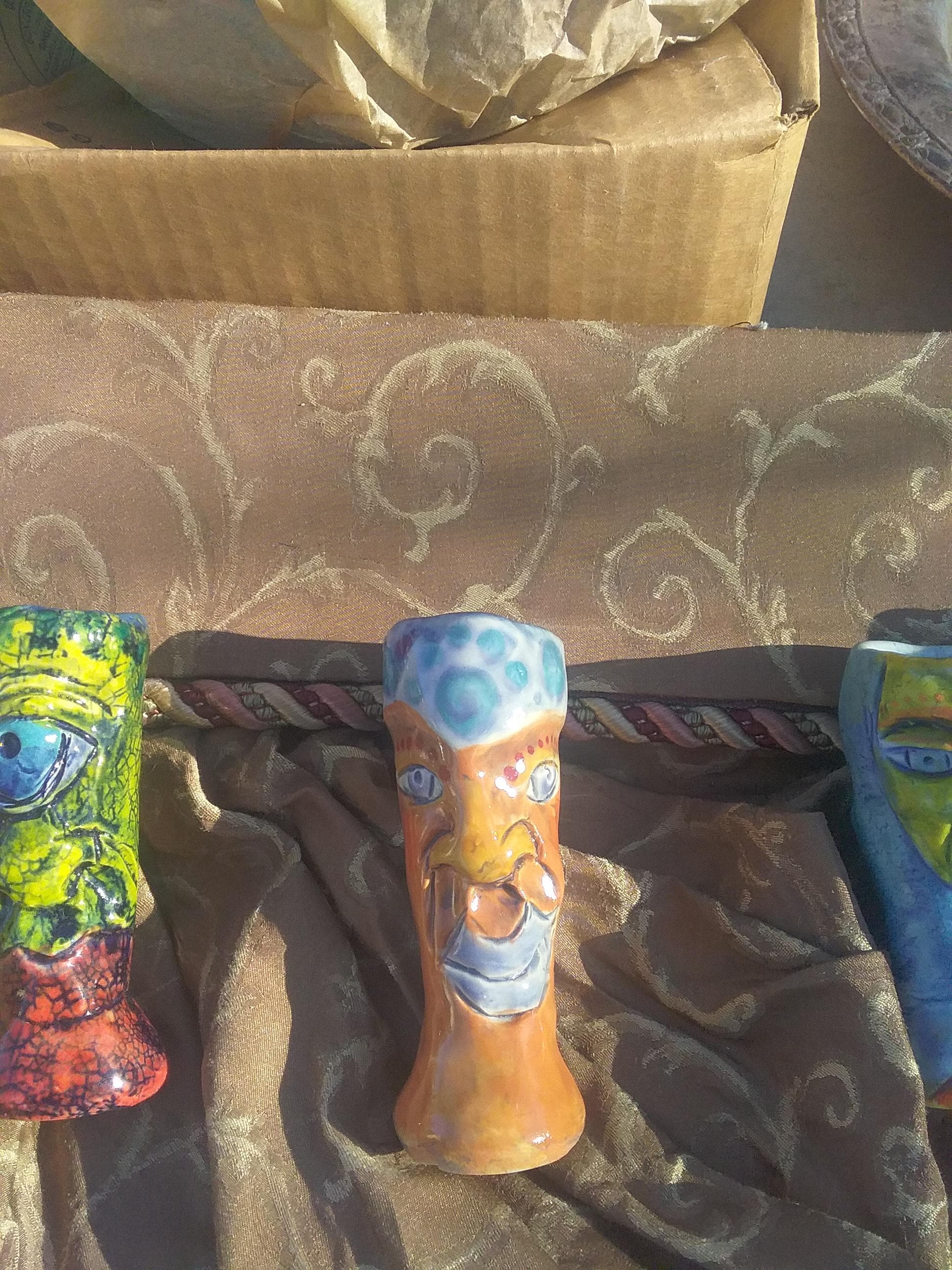 Norbert Greenwood-White Hand Carved & Glazed Mini Vases (etsy image id: 6485469791)