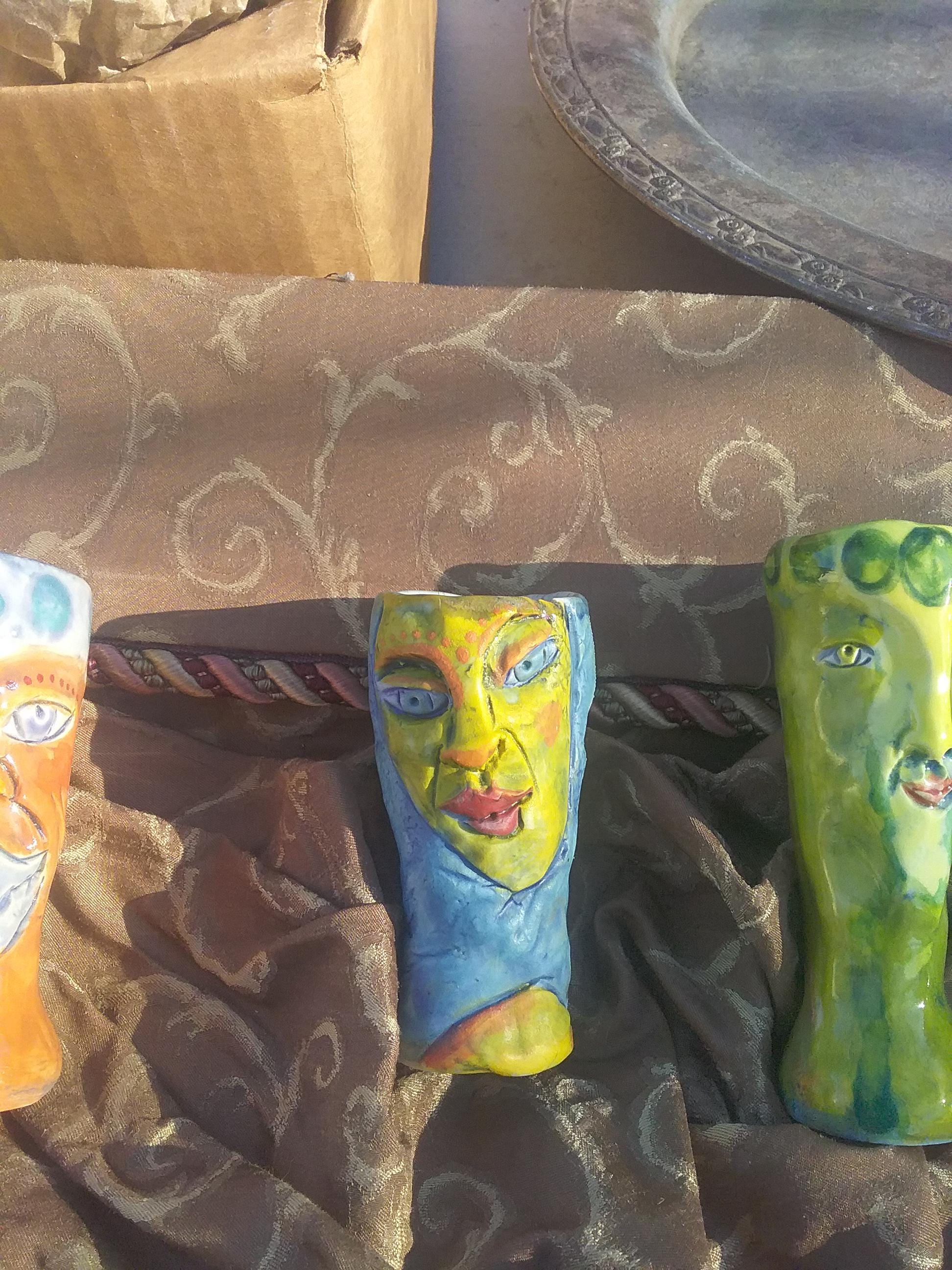 Norbert Greenwood-White Hand Carved & Glazed Mini Vases (etsy image id: 6485469855)