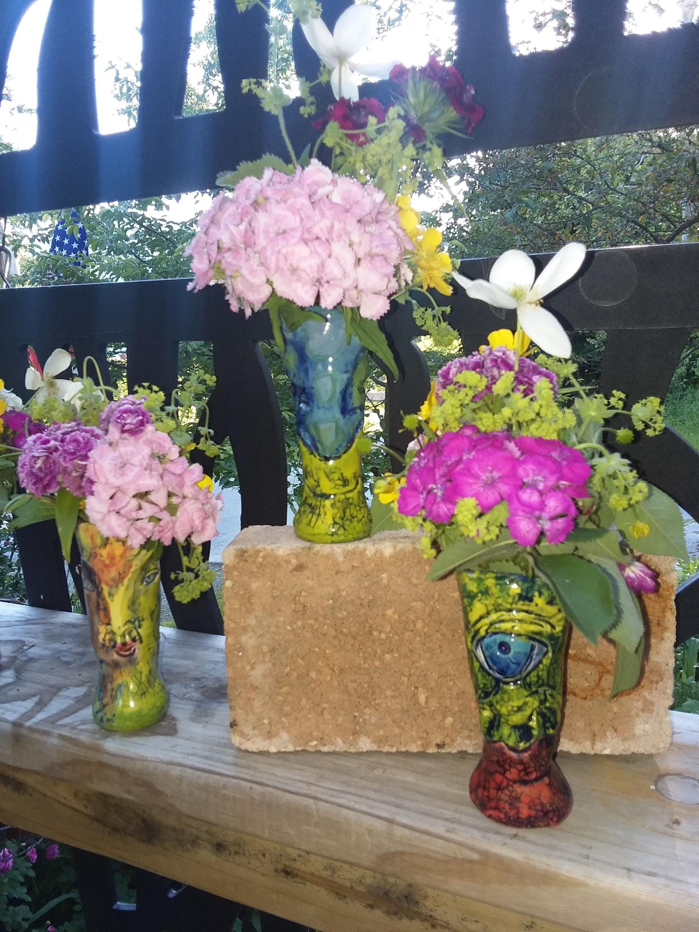 Norbert Greenwood-White Hand Carved & Glazed Mini Vases (etsy image id: 6485480467)