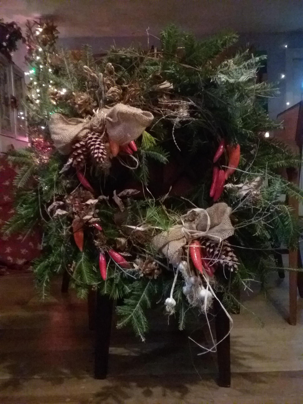 Handmade Vermont Greens Wreath, Natural Grapevine, Bittersweet, Red Dogwood (etsy image id: 7677523556)