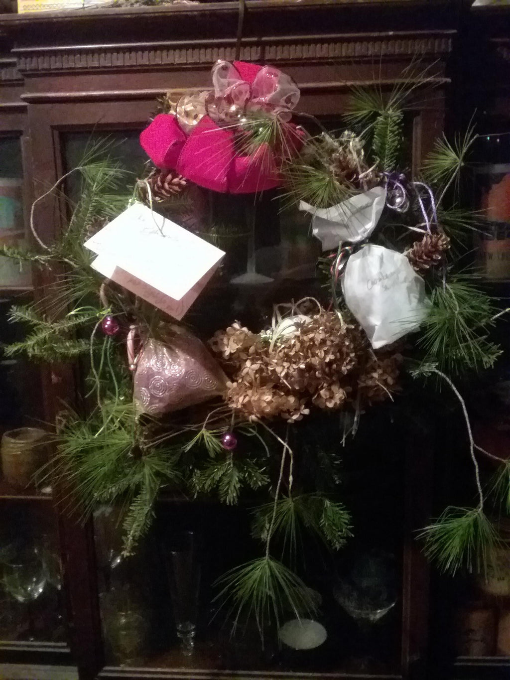 Handmade Vermont Greens Wreath, Natural Grapevine, Bittersweet, Red Dogwood (etsy image id: 7677523640)