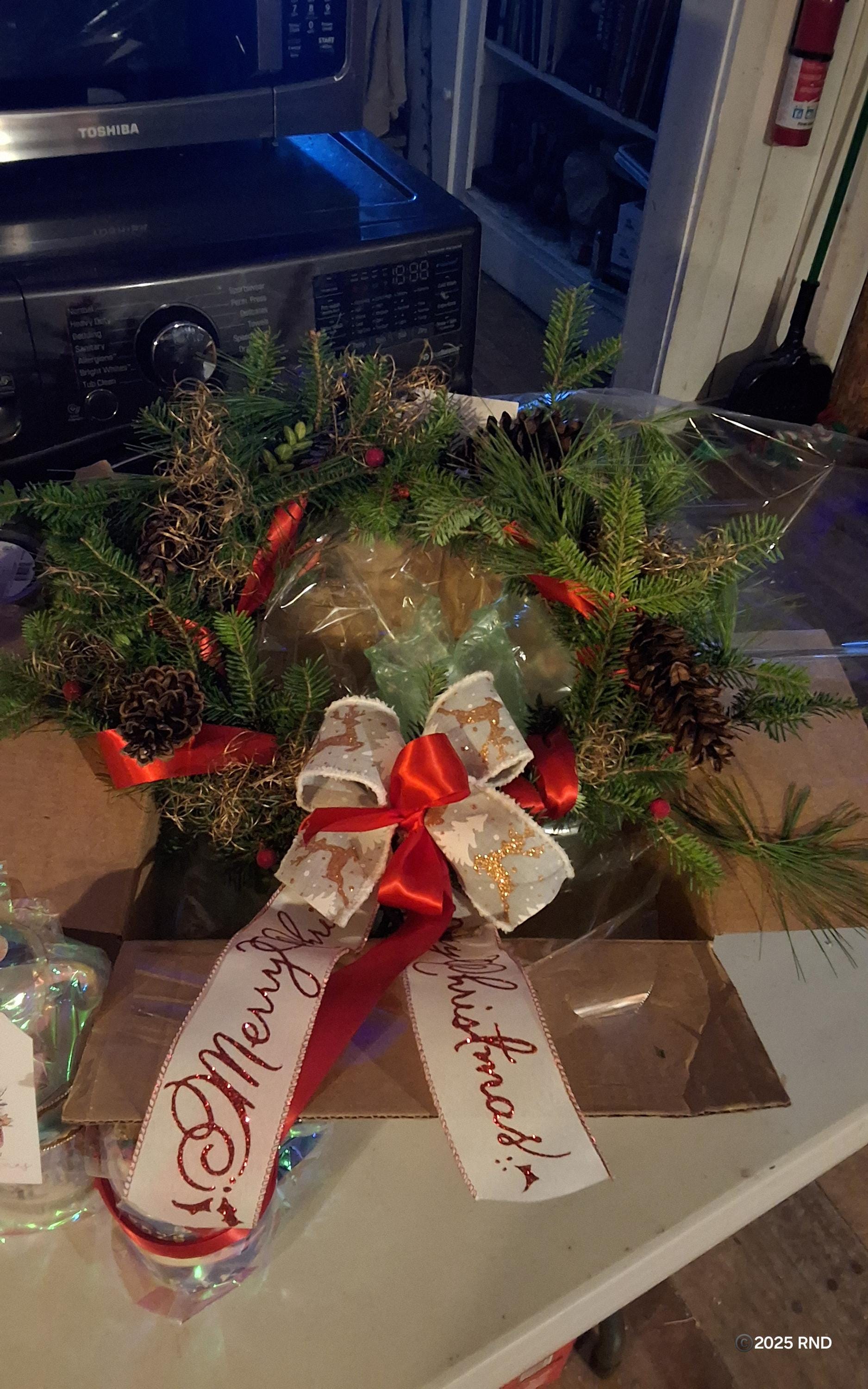 Handmade Vermont Greens Wreath, Natural Grapevine, Bittersweet, Red Dogwood (etsy image id: 7725465485)
