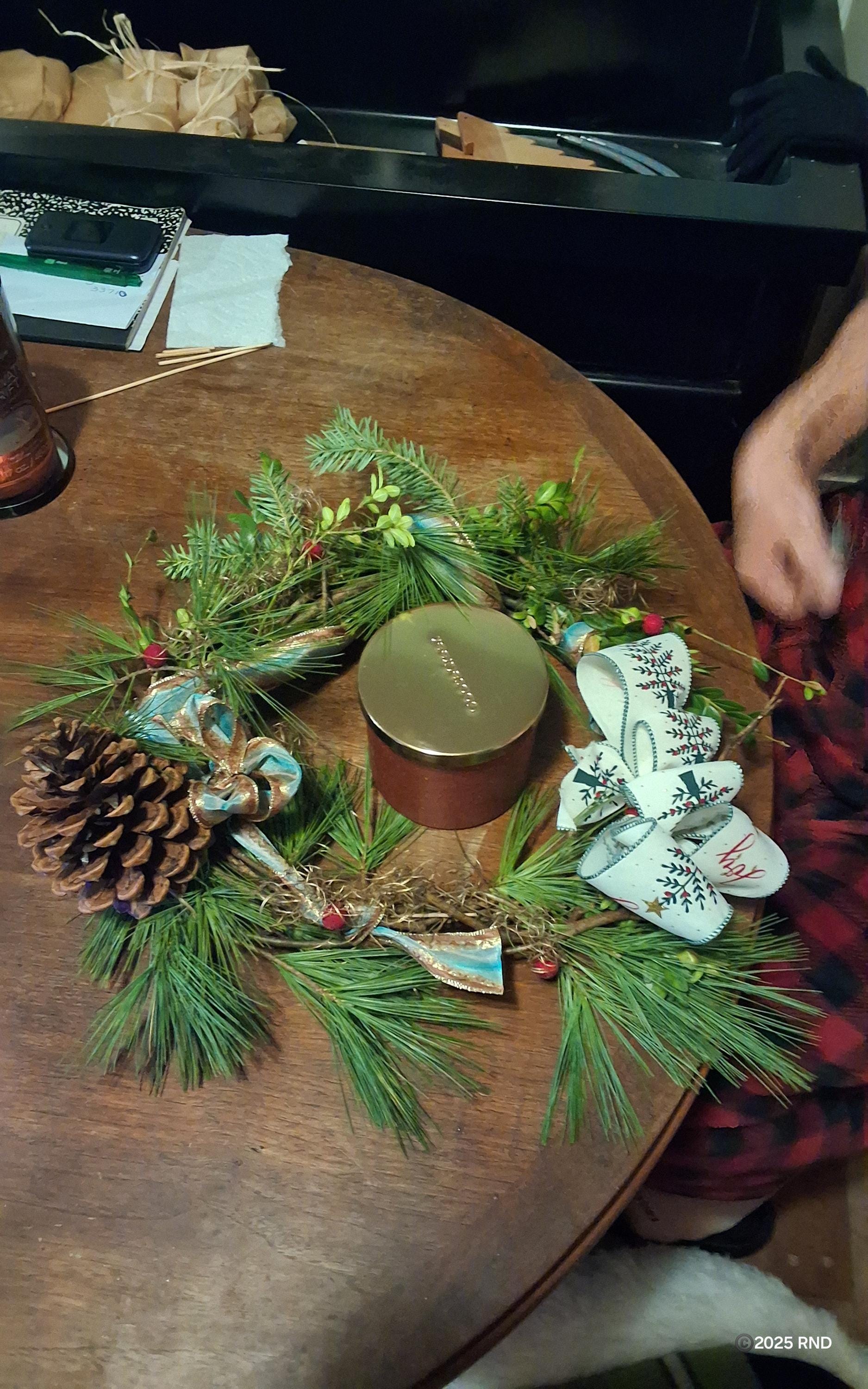 Handmade Vermont Greens Wreath, Natural Grapevine, Bittersweet, Red Dogwood (etsy image id: 7725465671)
